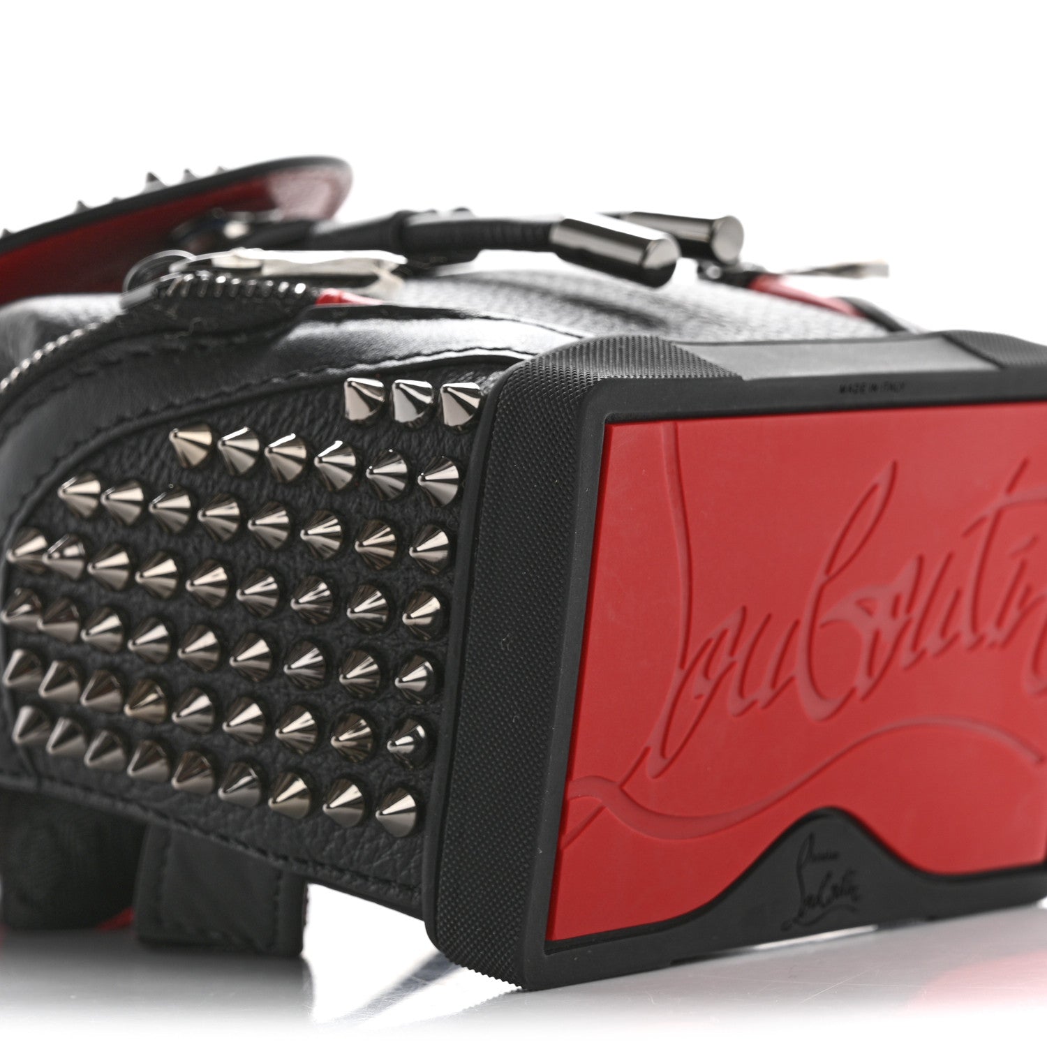 Christian Louboutin Calfskin Spiked Mini Explorafunk Keyring Bag Black 9 of 11