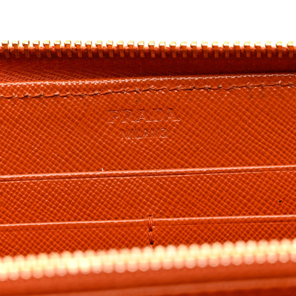 Prada Saffiano Metal Zip Around Wallet Rame 6 of 10