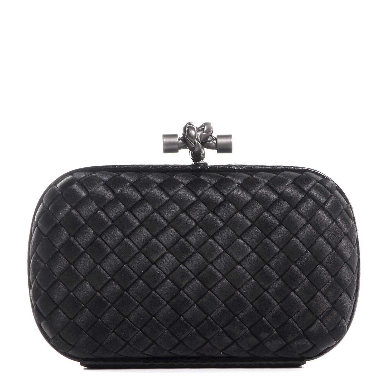 Satin Intreccio Impero Ayers Knot Clutch Black