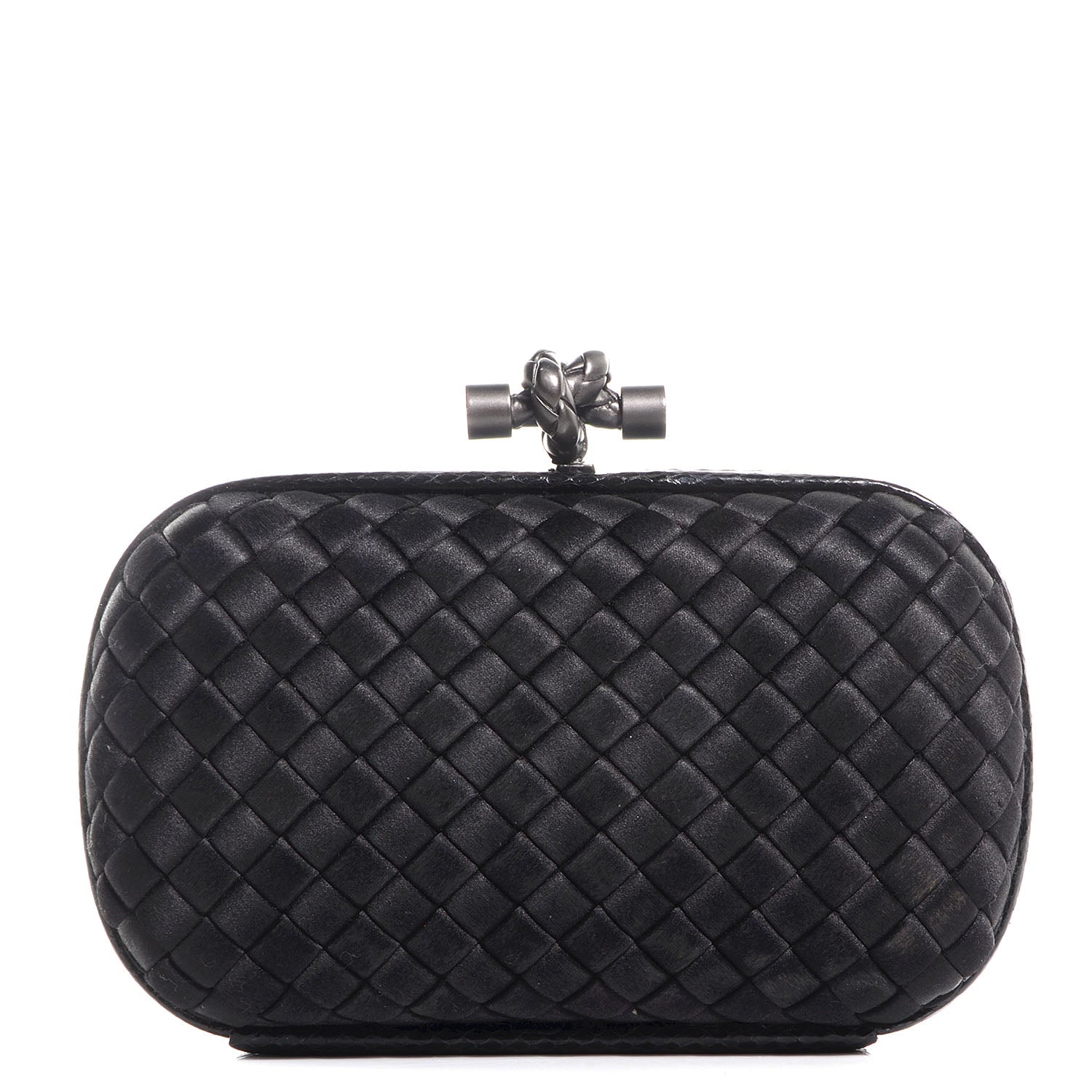 Bottega Veneta Satin Intreccio Impero Ayers Knot Clutch Black 1 of 7