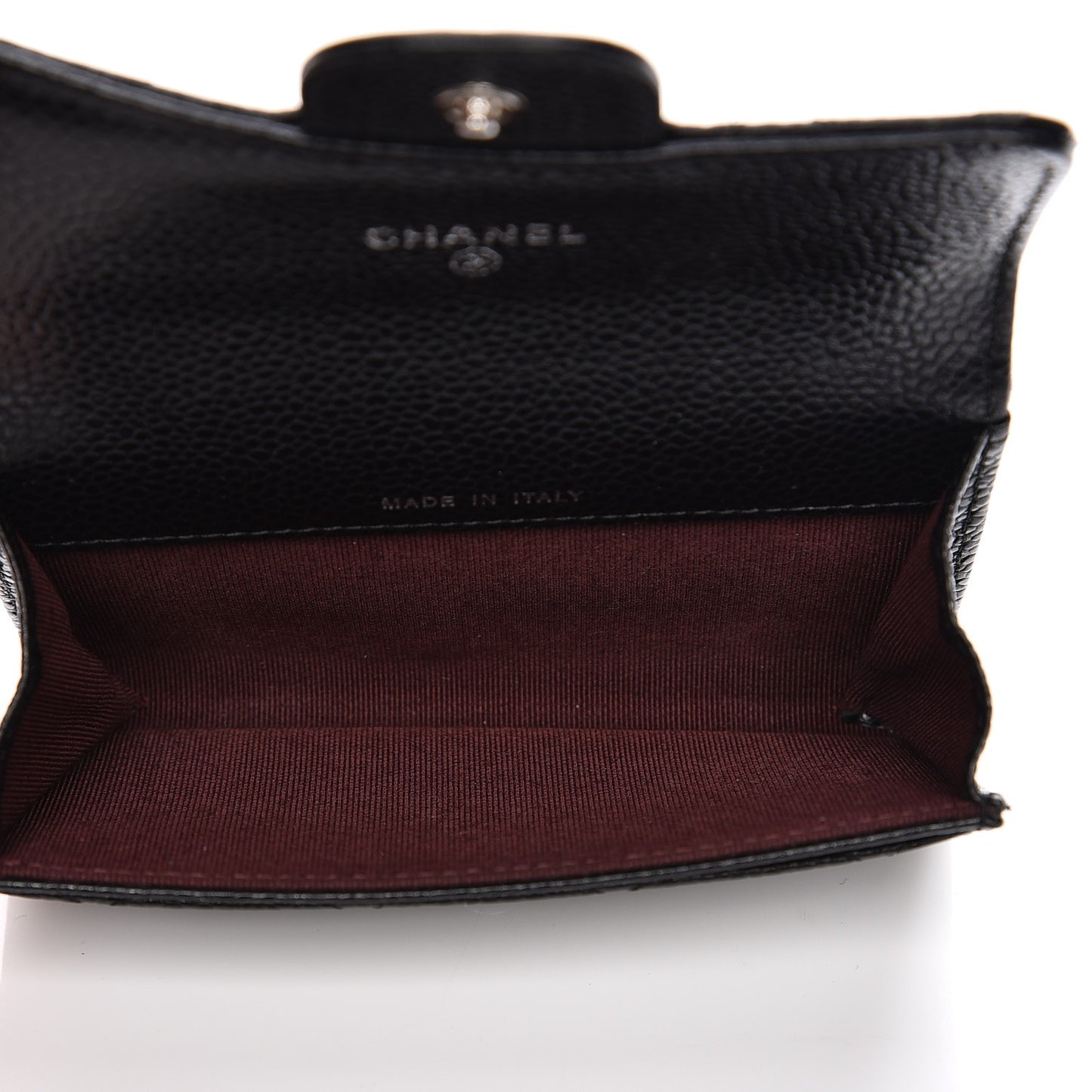 Caviar Quilted Flap Card Holder Black