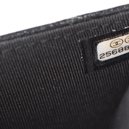 Chanel Patent Metallic Crumpled Calfskin Chevron Quilted Wallet On Chain WOC Black 12 of 14