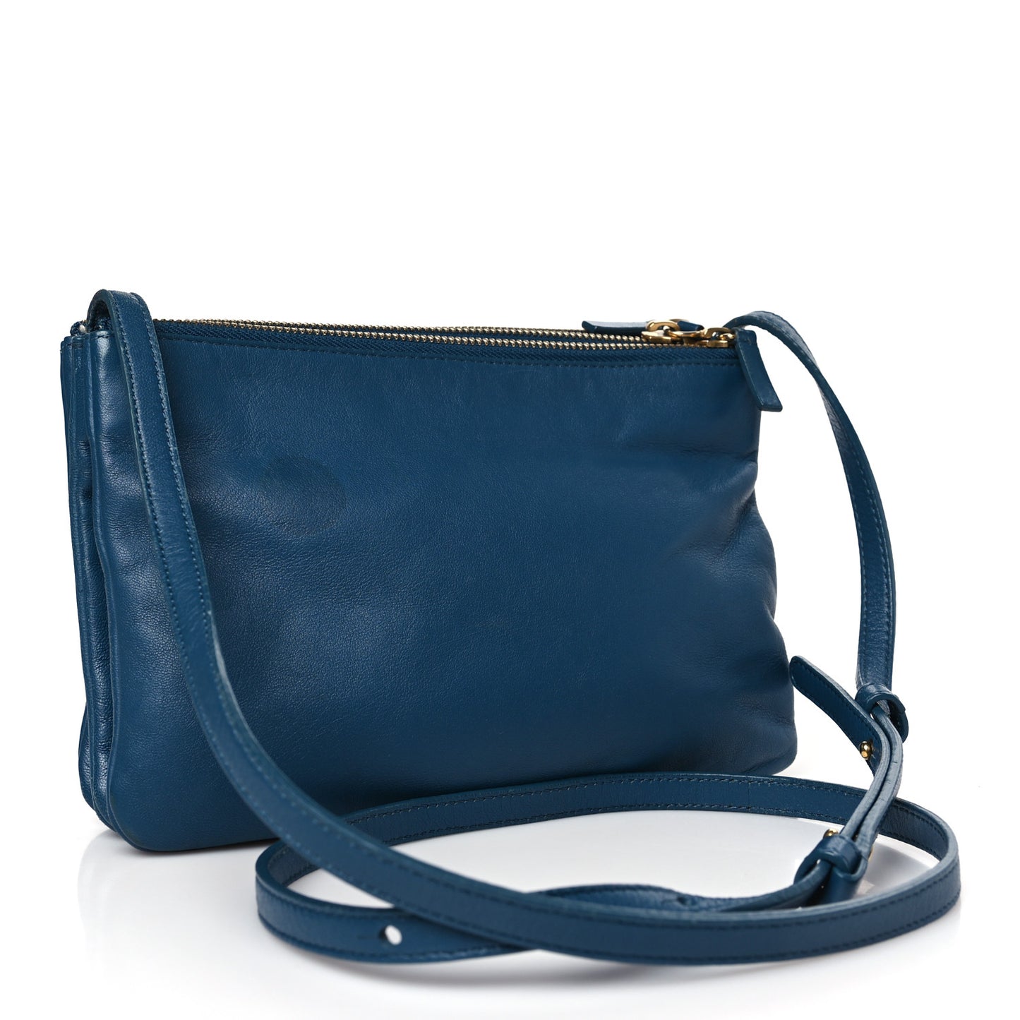 Lambskin Small Trio Crossbody Metallic Blue