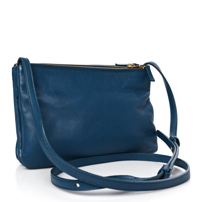 Celine Lambskin Small Trio Crossbody Metallic Blue 3 of 11