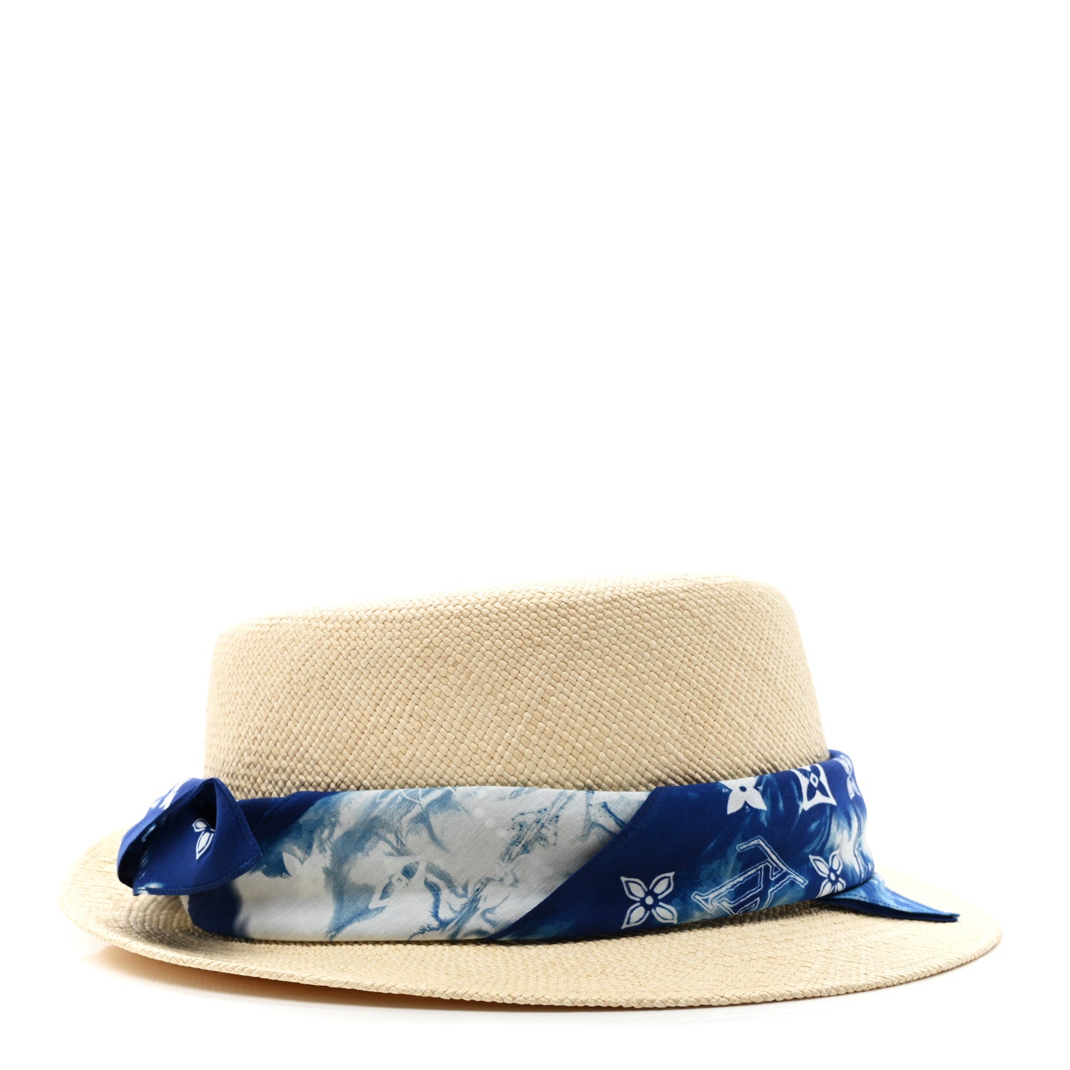 Louis Vuitton Straw Monogram Bandana Hat Blue 4 of 7