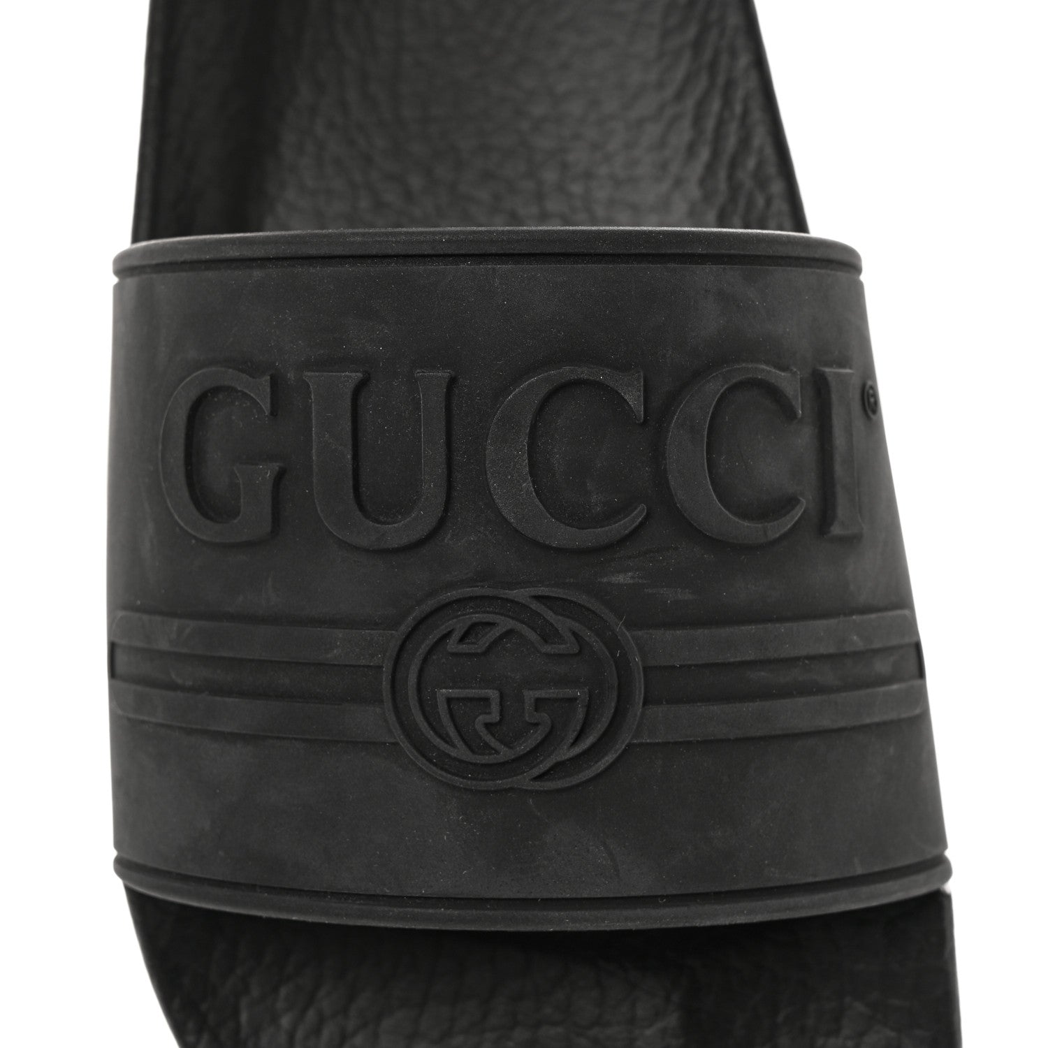 Gucci Rubber Logo Stamped Mens Slide Sandals 8 Black 9 of 13