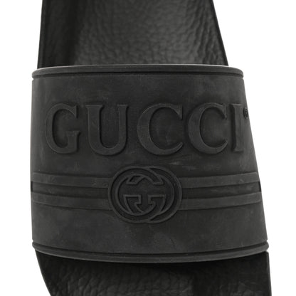 Gucci Rubber Logo Stamped Mens Slide Sandals 8 Black 9 of 13