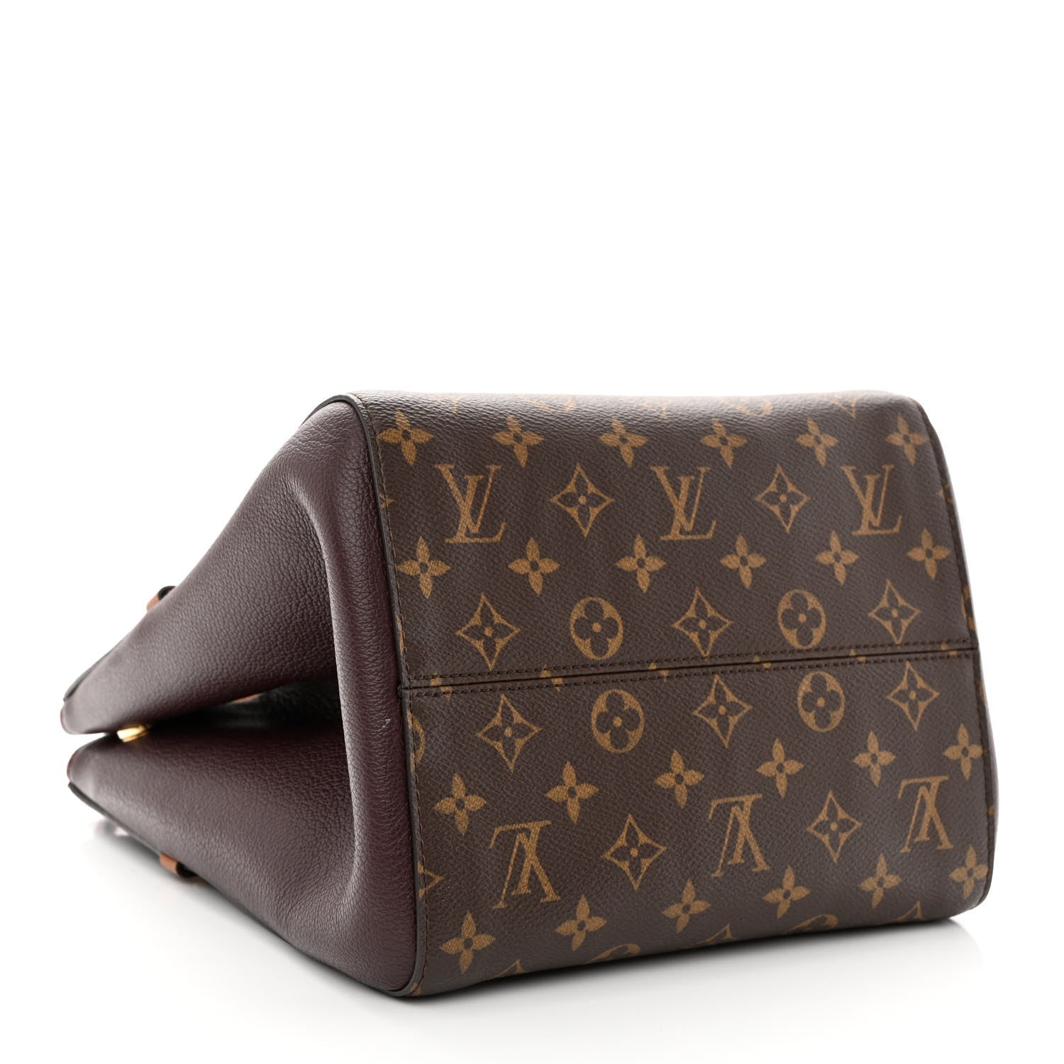 Louis Vuitton Calfskin Monogram Fold Tote MM Black Wine Cream 4 of 9