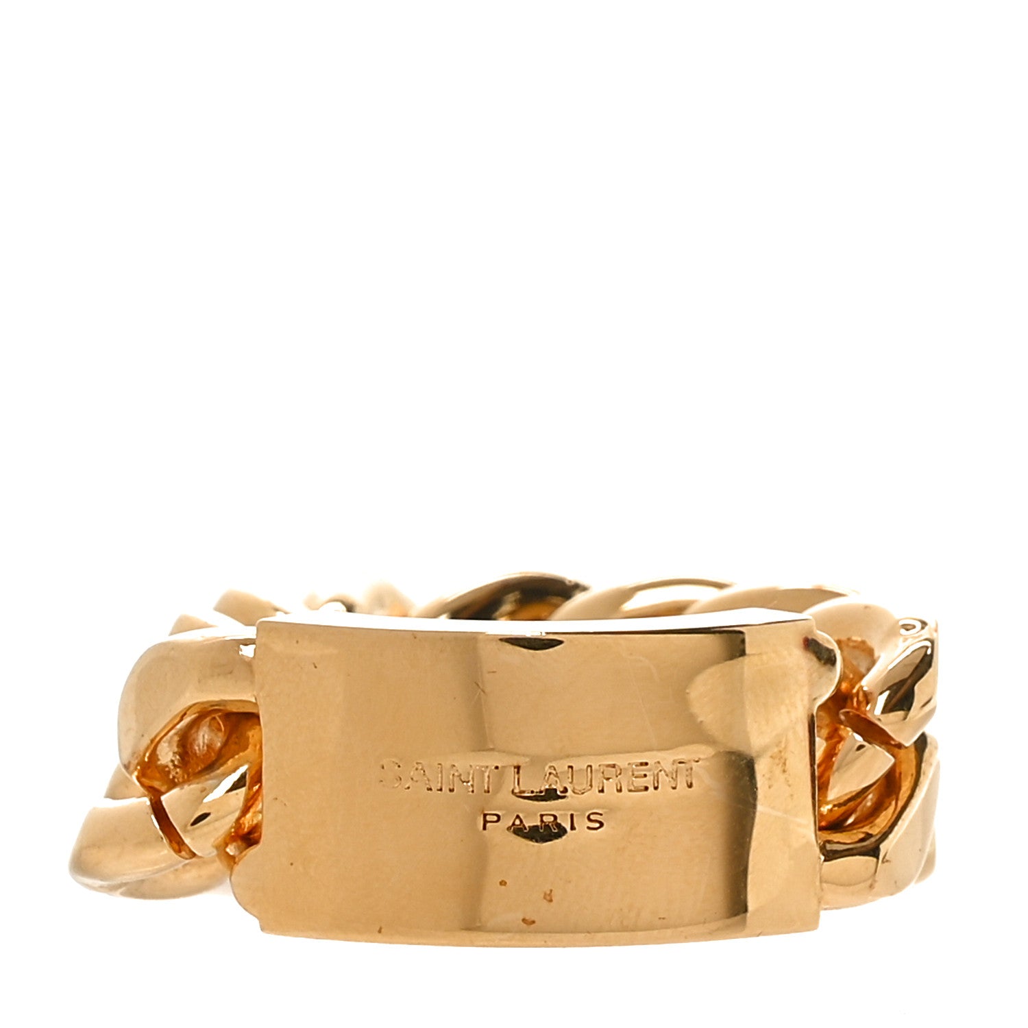 Saint Laurent Logo Engraved Chain Ring 62 10 Gold 1 of 4