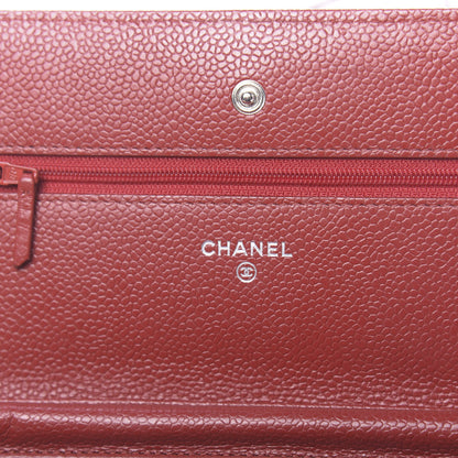 Chanel Caviar Quilted Wallet on Chain WOC Red 6 of 12