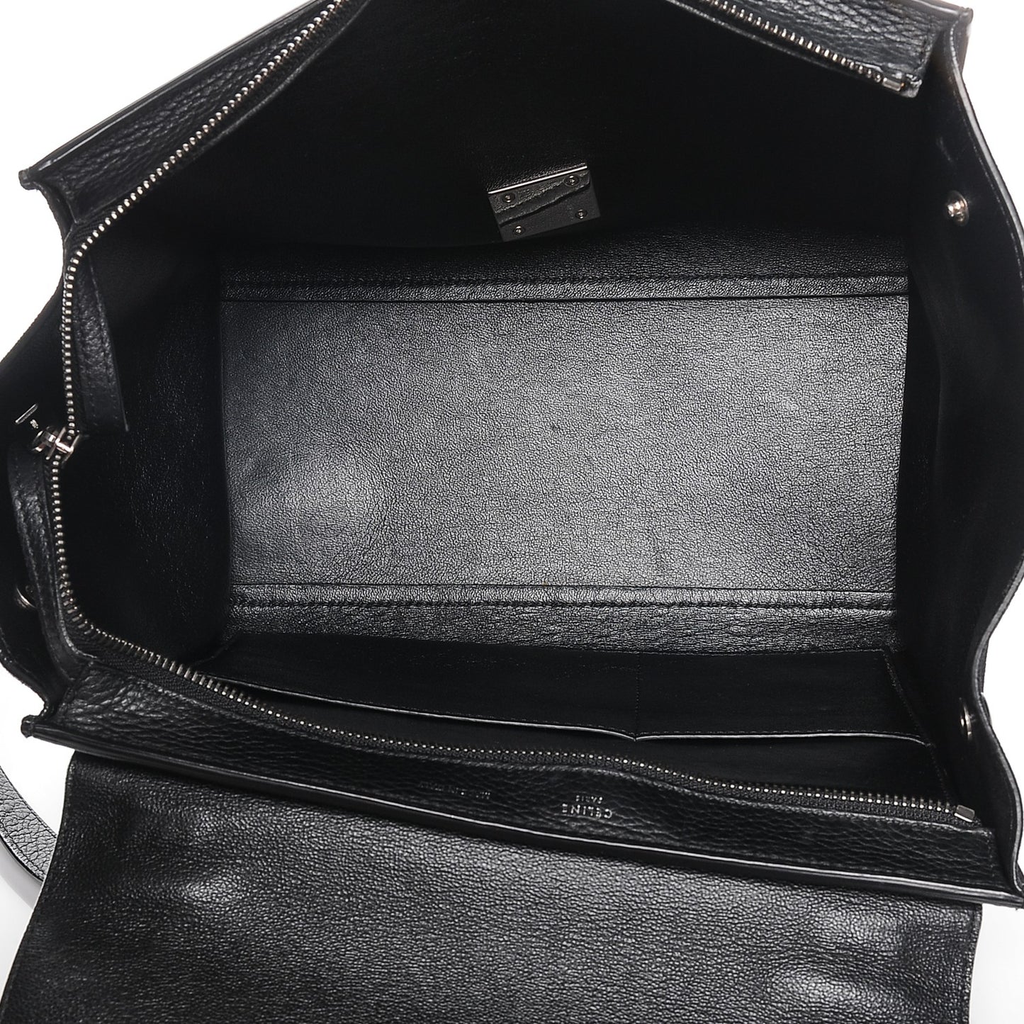 Drummed Calfskin Suede Small Trapeze Black