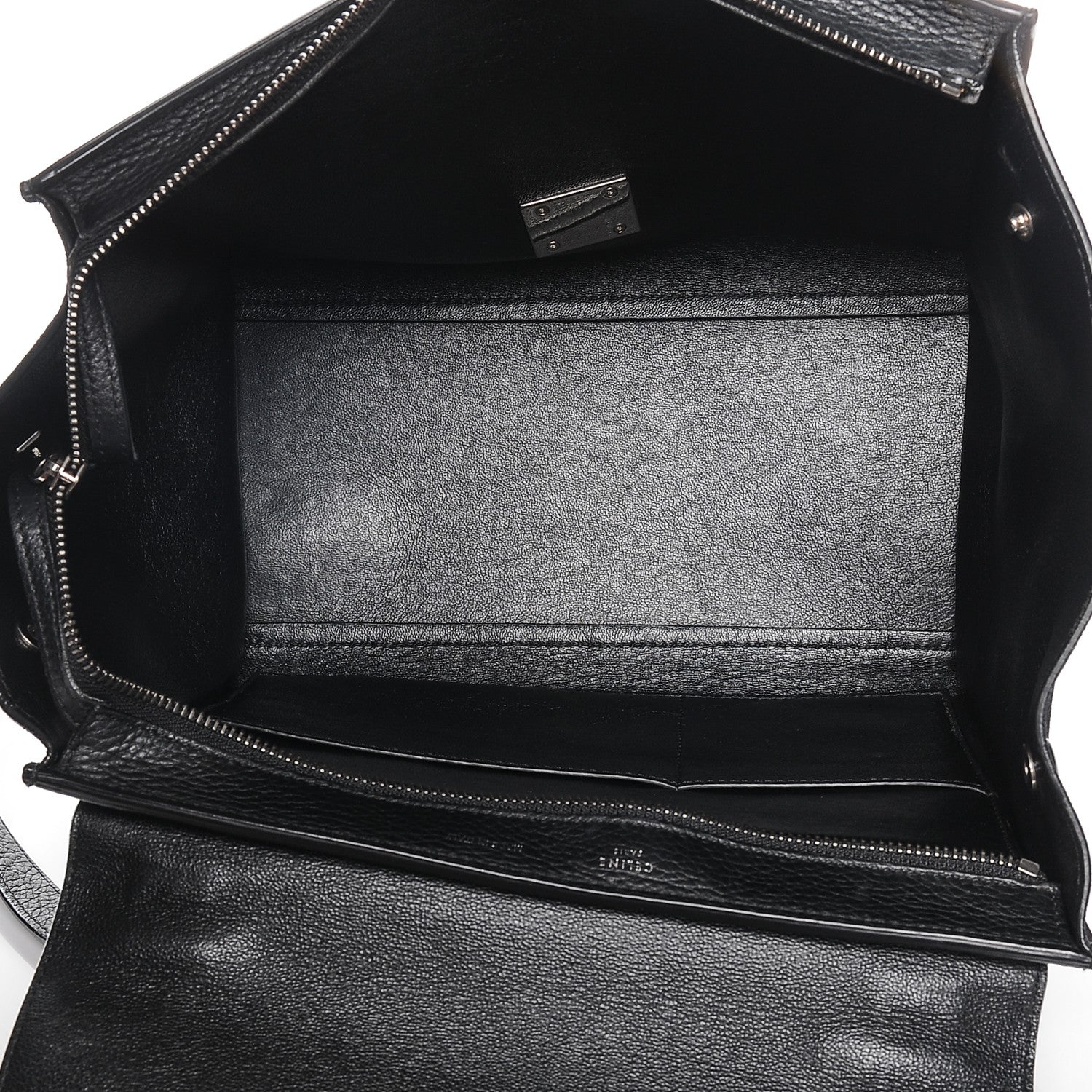 Celine Drummed Calfskin Suede Small Trapeze Black 5 of 6
