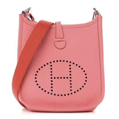 Hermes Taurillon Clemence Amazone Evelyne TPM Rose Azalee Rouge Pivoine 1 of 12