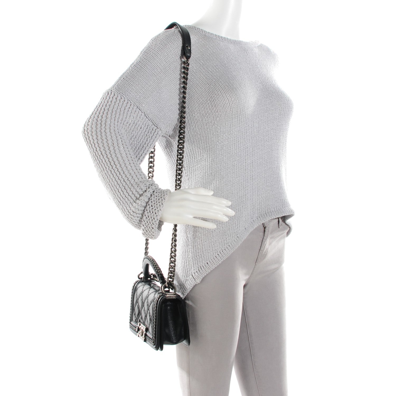 Chanel Goatskin Quilted Small Boy Handle Flap Black 2 of 8