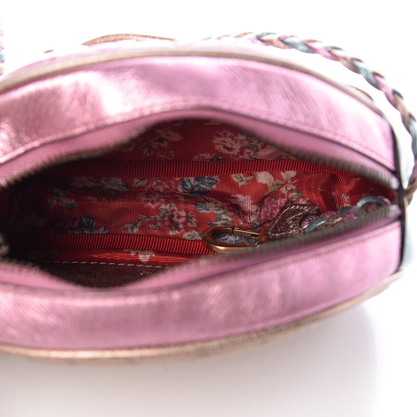 Laminated Nappa Trapuntata Mini Zumi Dome Shoulder Bag Rosa Lago Rame