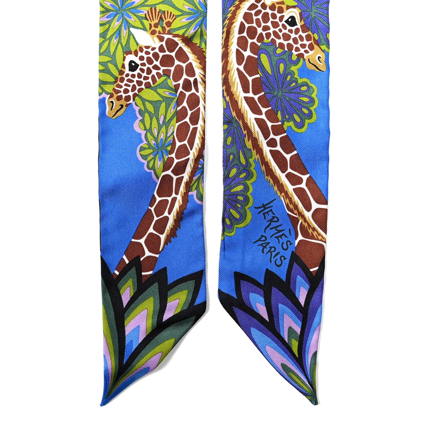 Silk The Three Graces Twilly Bleu Vert Marron