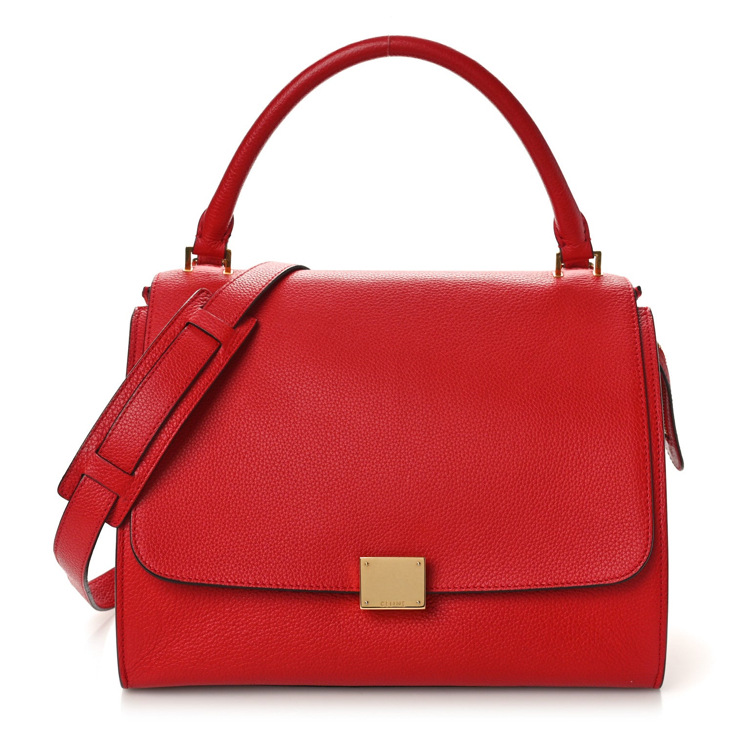 Celine Drummed Calfskin Suede Medium Trapeze Vermillion 1 of 9