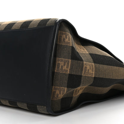 Fendi Fabric Jacquard Vitello Seta Plexiglass Pequin Gingham Large Fendi Sunshine Shopper Tote Tobacco Moro Black 9 of 9