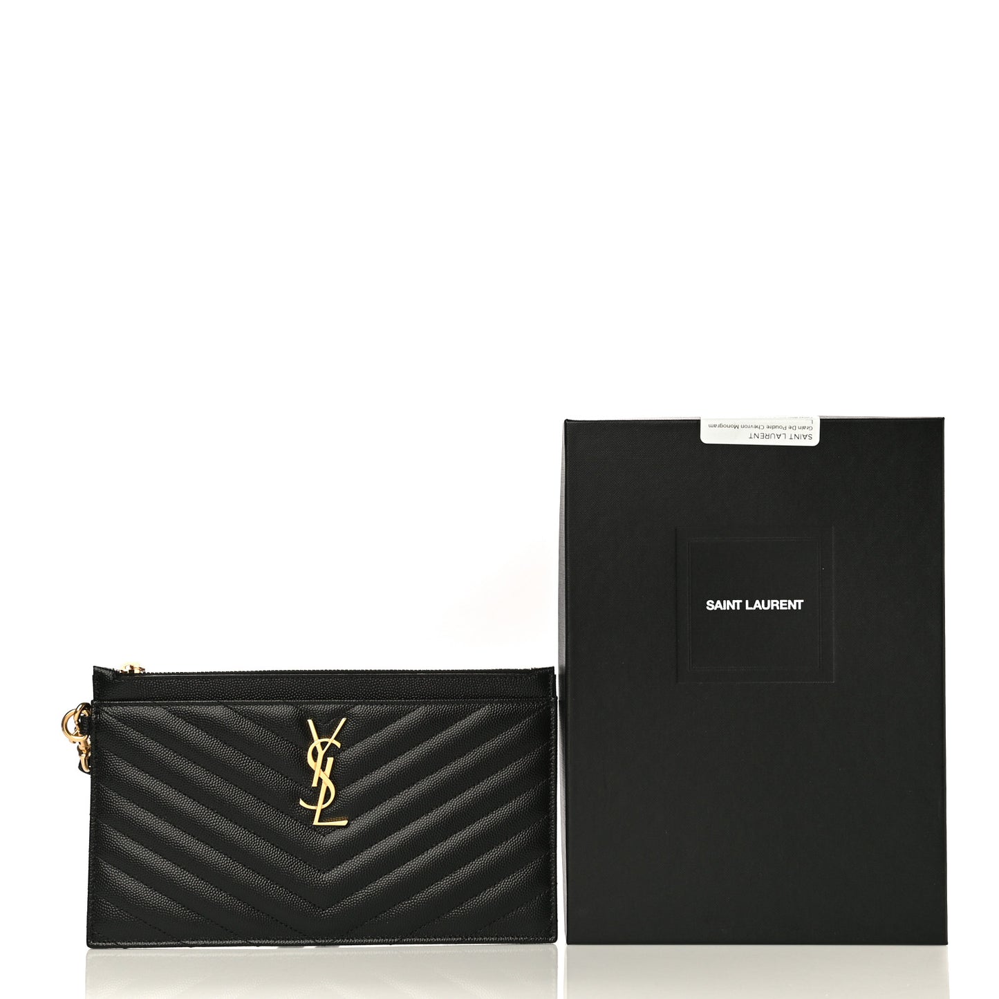 Grain De Poudre Chevron Monogram Large Bill Pouch Black