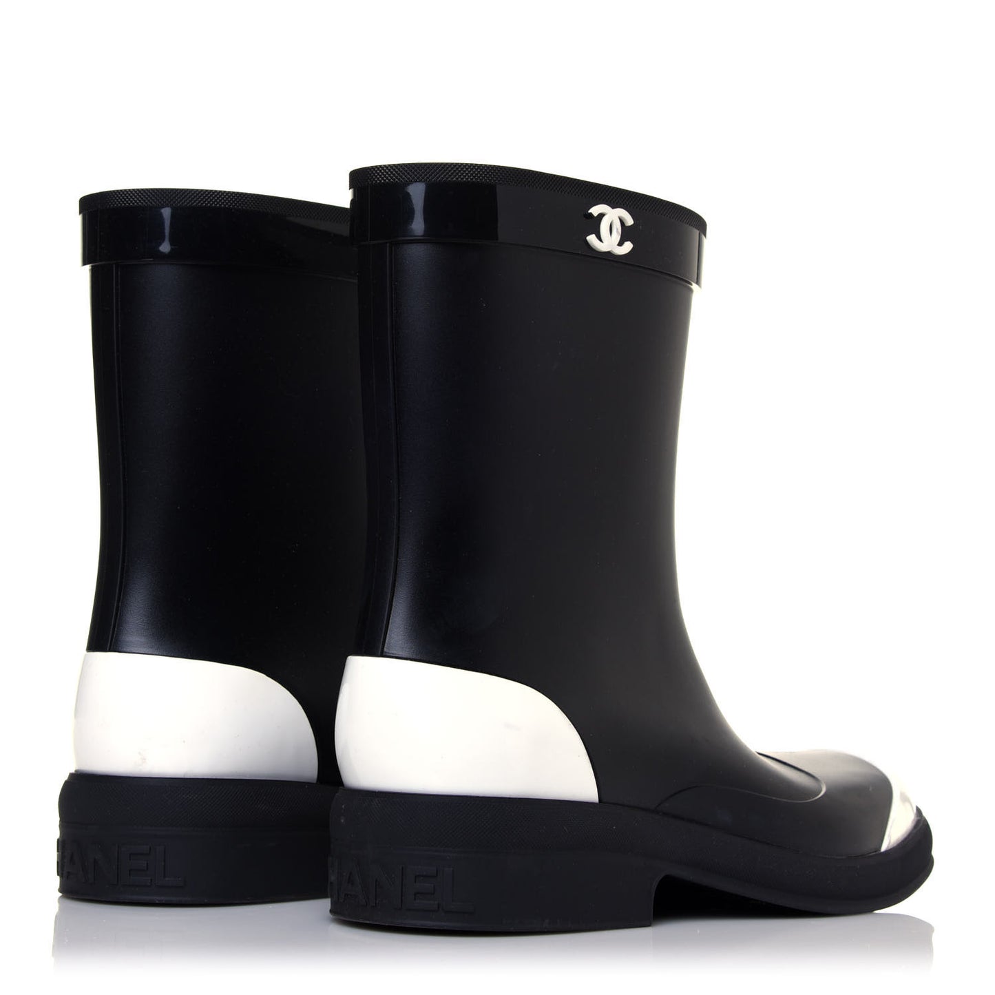 Rubber CC Short Rain Boots 39 Black White