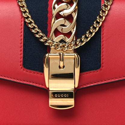 Gucci Calfskin Super Mini Sylvie Chain Shoulder Bag Hibiscus Red 8 of 13