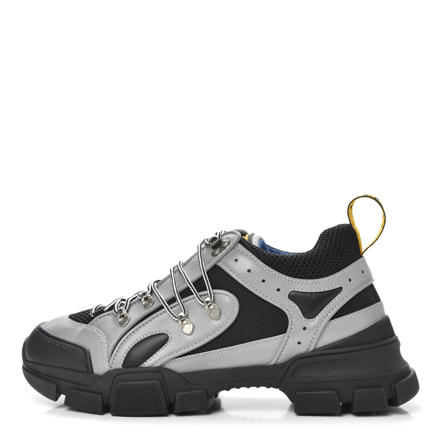 X SEGA Mesh Technical Canvas Calfskin Reflective Mens Flashtrek Sneakers 9 Silver Black