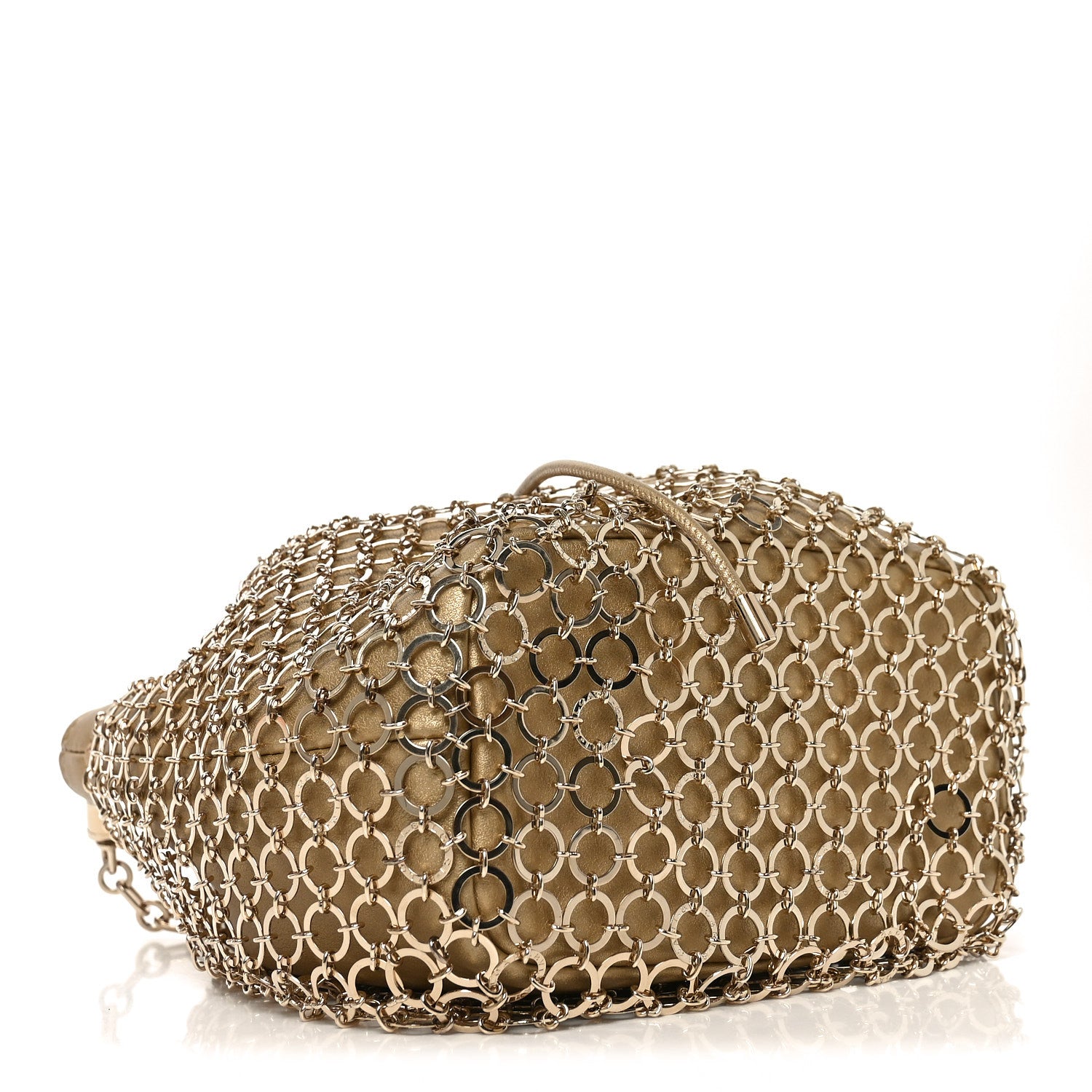 Bulgari Metallic Calfskin Mesh Long Chain Bucket Bag Gold 3 of 8