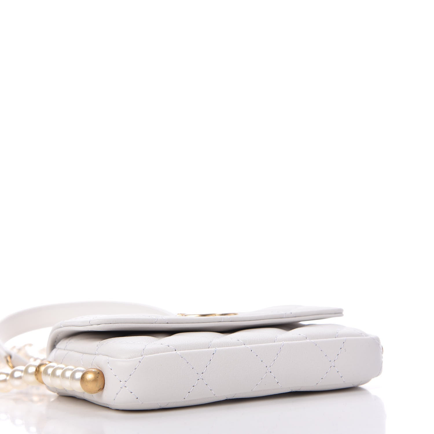 Chanel Calfskin Quilted About Pearls Card Holder Flap With Chain White 4 of 11