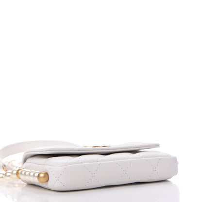 Chanel Calfskin Quilted About Pearls Card Holder Flap With Chain White 4 of 11