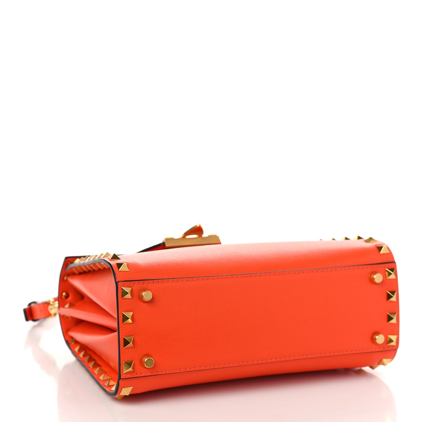 Grainy Calfskin Small Rockstud Alcove Top-Handle Flap Bag Orange