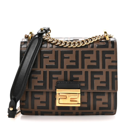 Fendi Vitello Liberty Bi-Color FF 1974 Embossed Small Kan U Shoulder Bag Maya Black 1 of 10