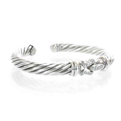 David Yurman Sterling Silver Diamond 7mm Cable Buckle Cuff Bracelet 5 of 5