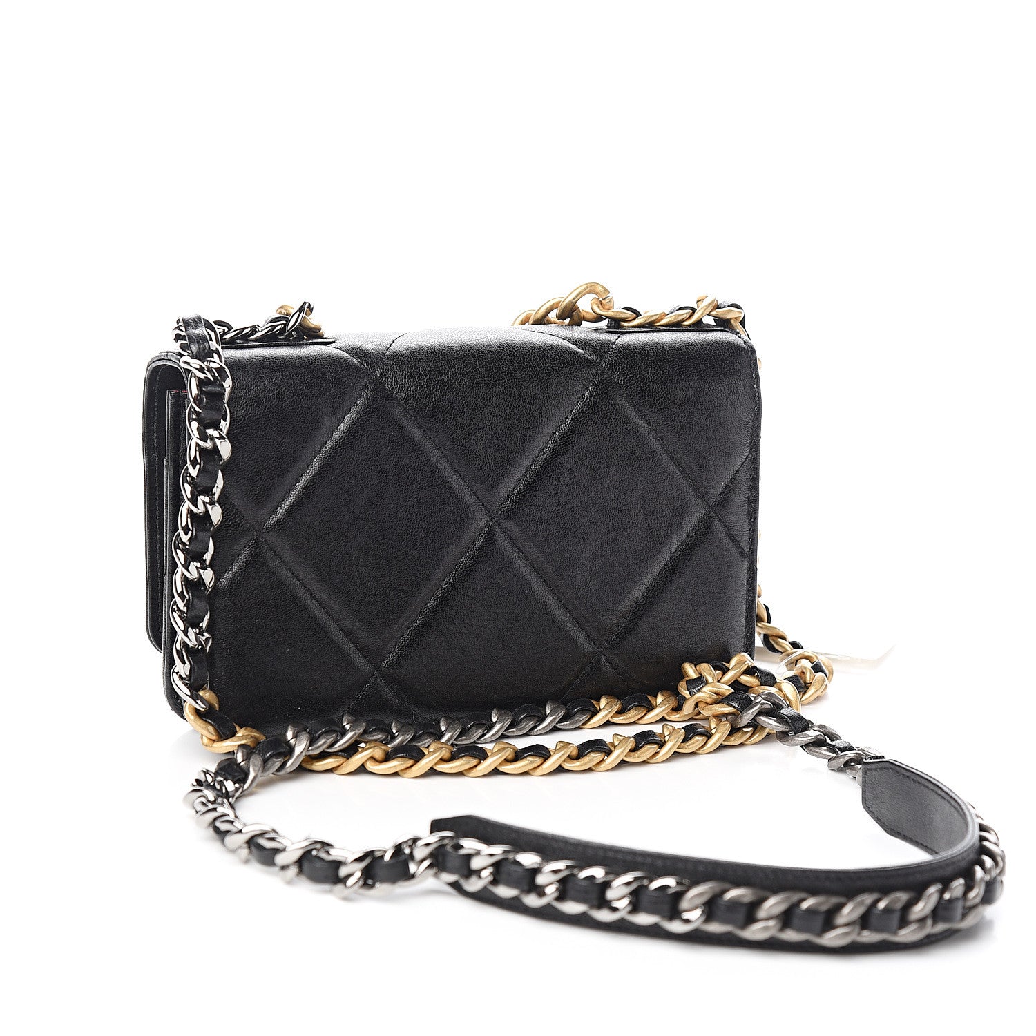Chanel Lambskin Quilted 19 Wallet On Chain WOC Black 2 of 11