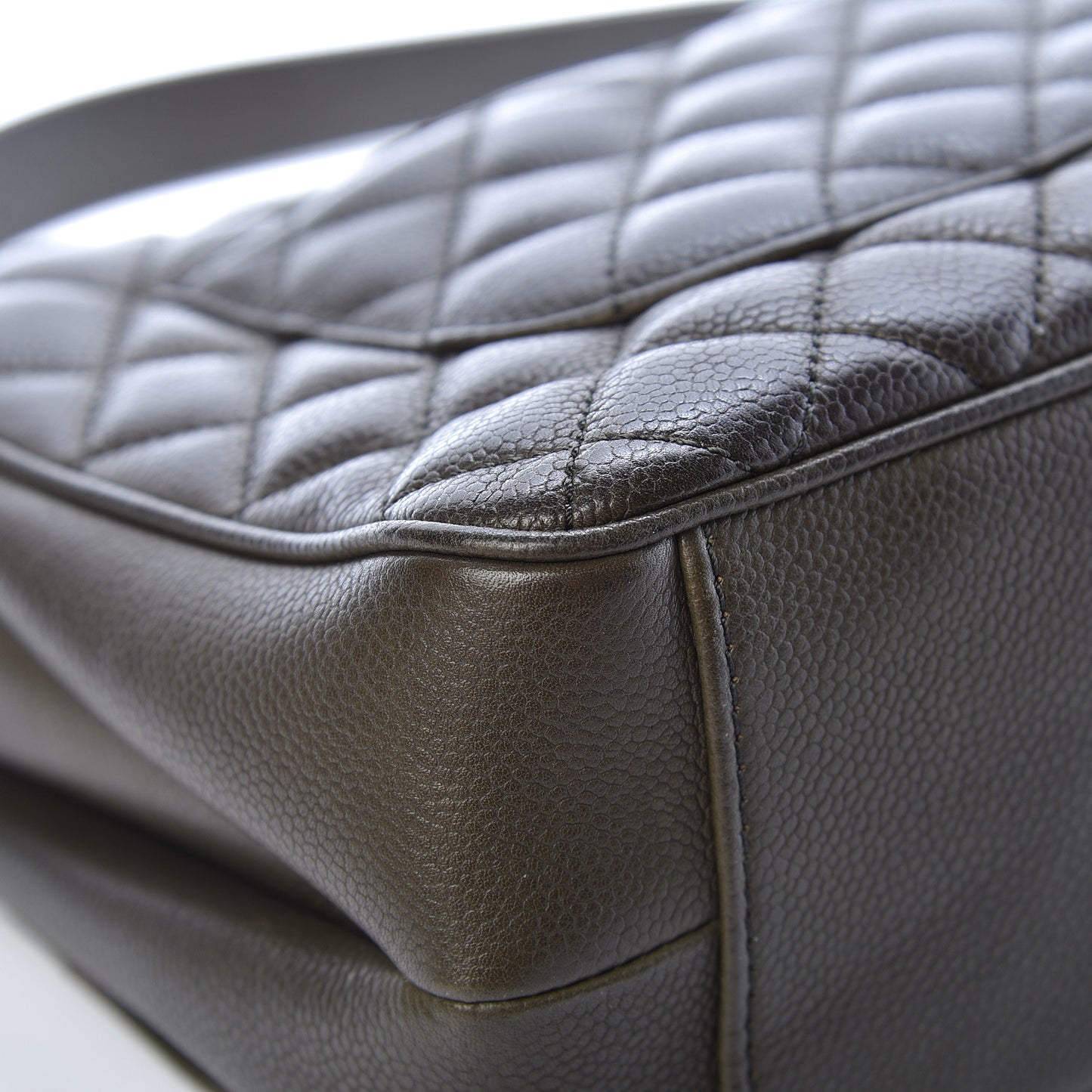 Caviar Quilted Medium Rock In Rome Single Flap Khaki