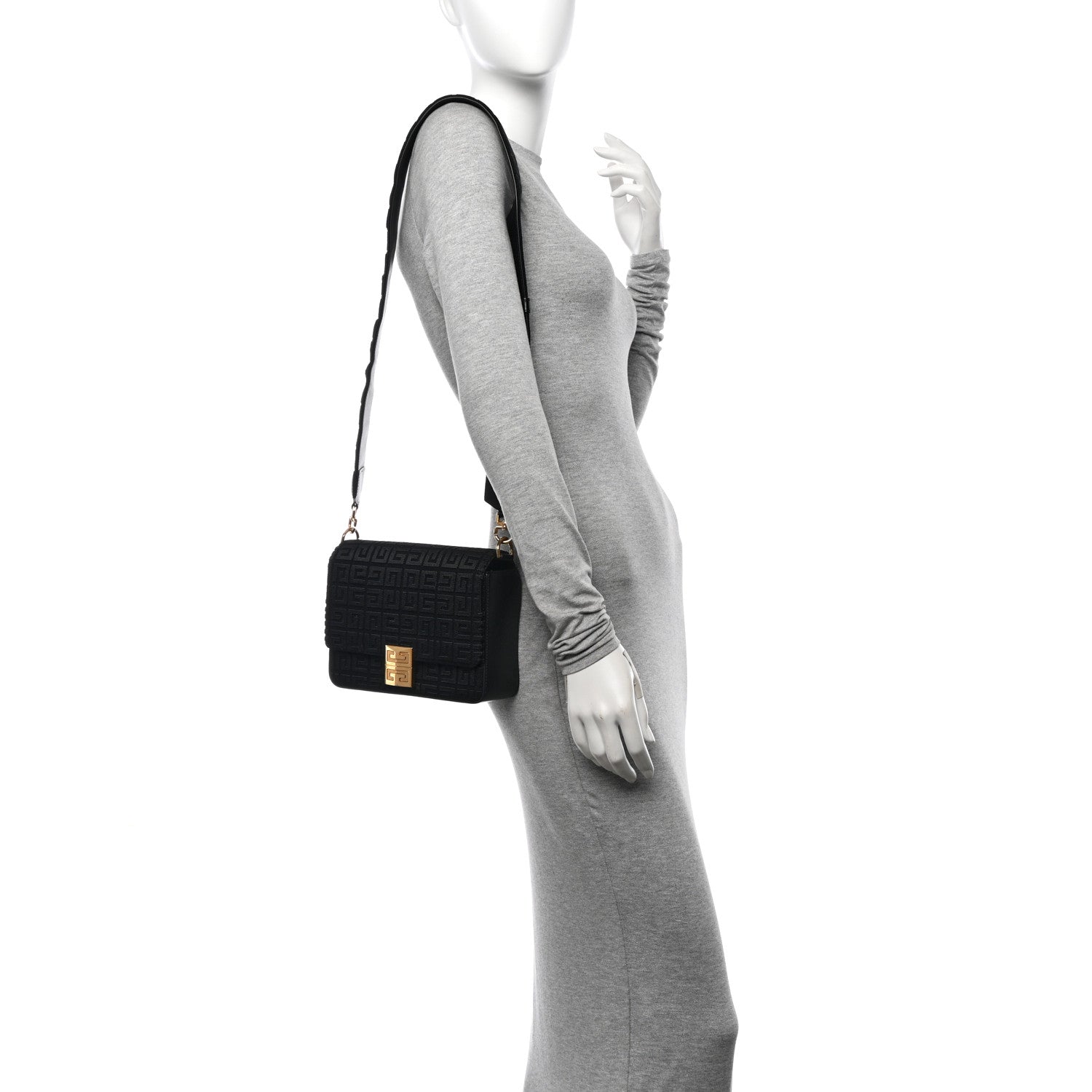 Givenchy Canvas Woven Embroidered Medium 4G Bag With Chain Black 2 of 14