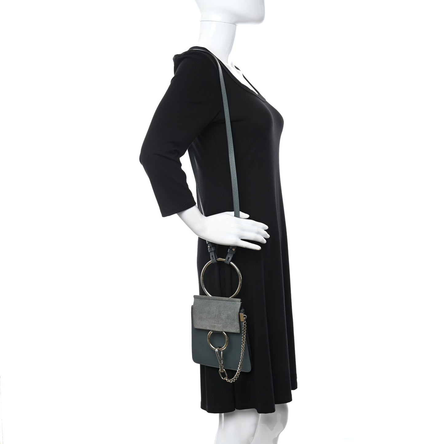 Suede Calfskin Mini Faye Bracelet Bag Cloudy Blue
