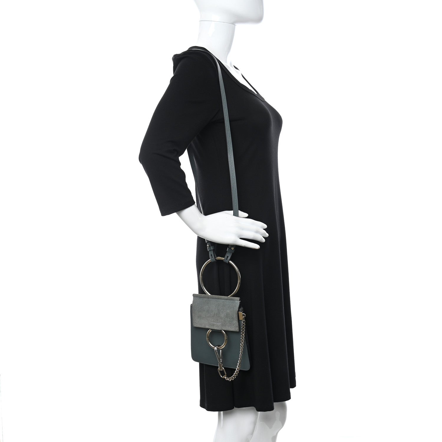 Chloe Suede Calfskin Mini Faye Bracelet Bag Cloudy Blue 2 of 11