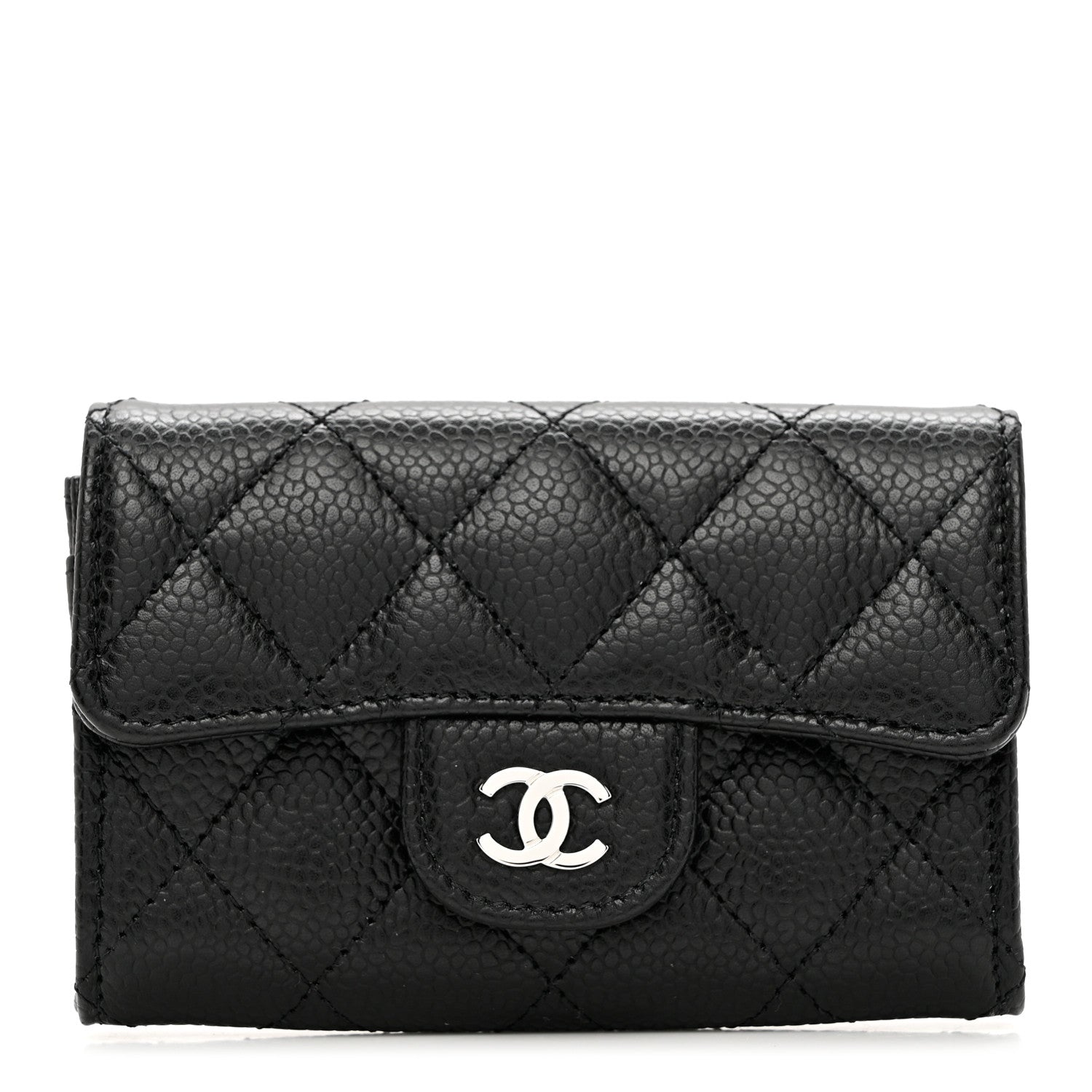 Chanel Caviar Quilted Flap Card Holder Wallet Black 1 of 9