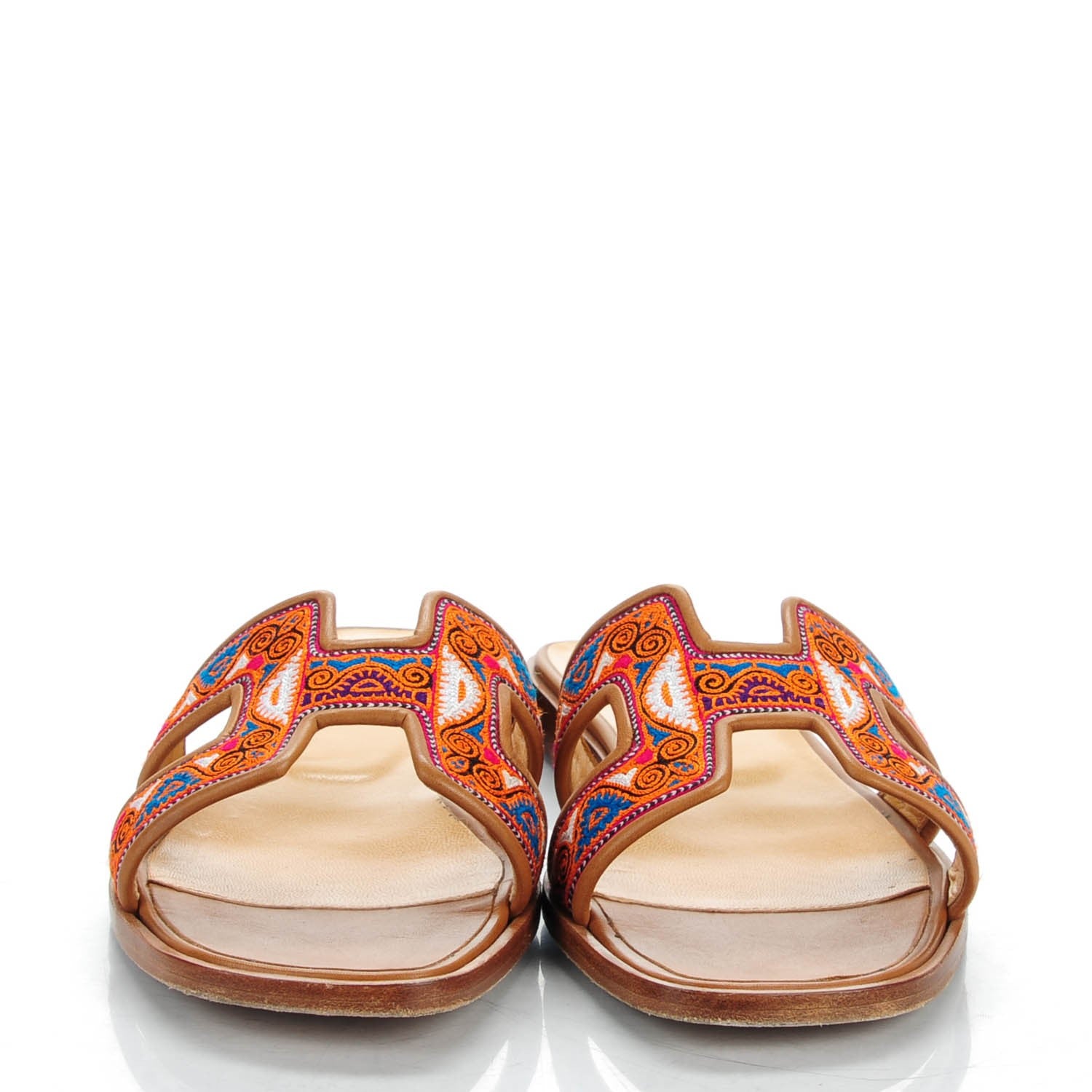 Hermes Calfskin Embroidered Oran Year of India Sandals 38 2 of 8
