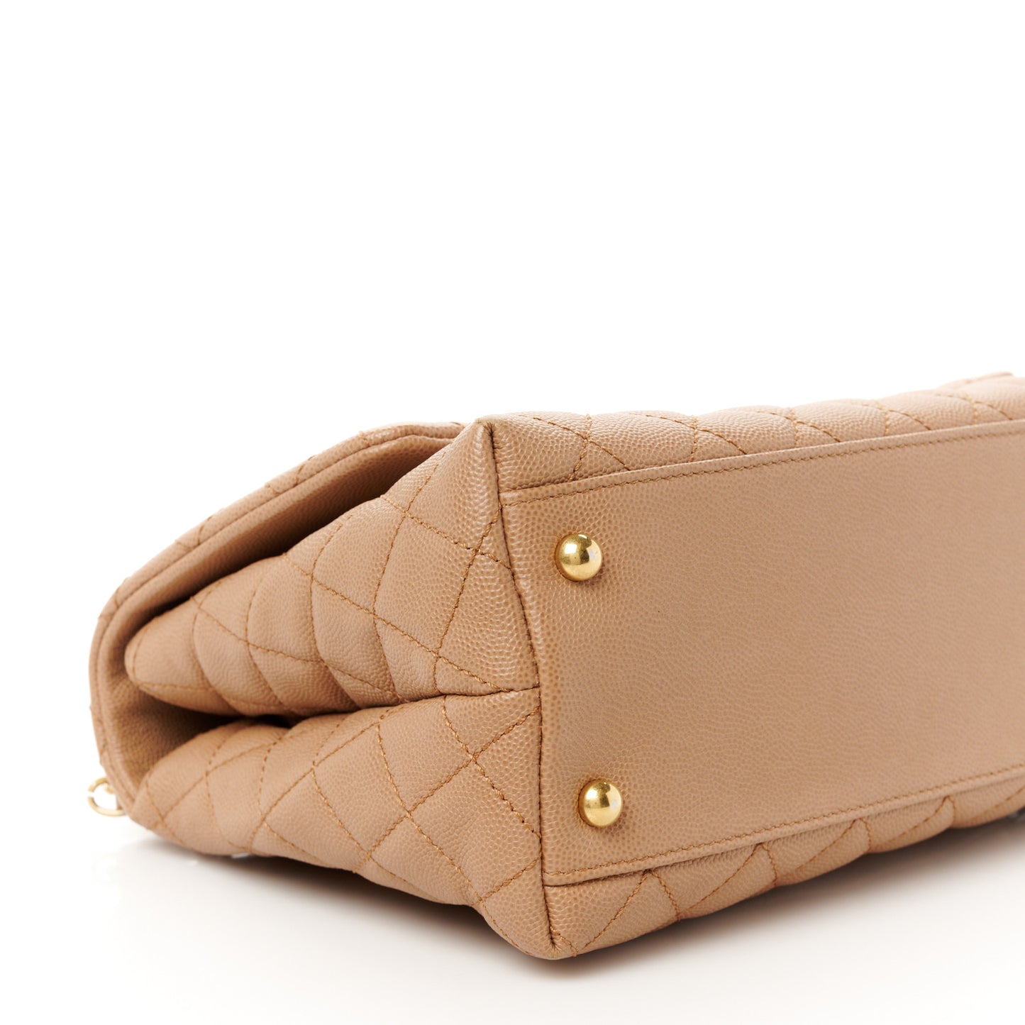 Caviar Lizard Embossed Quilted Small Coco Handle Flap Dark Beige