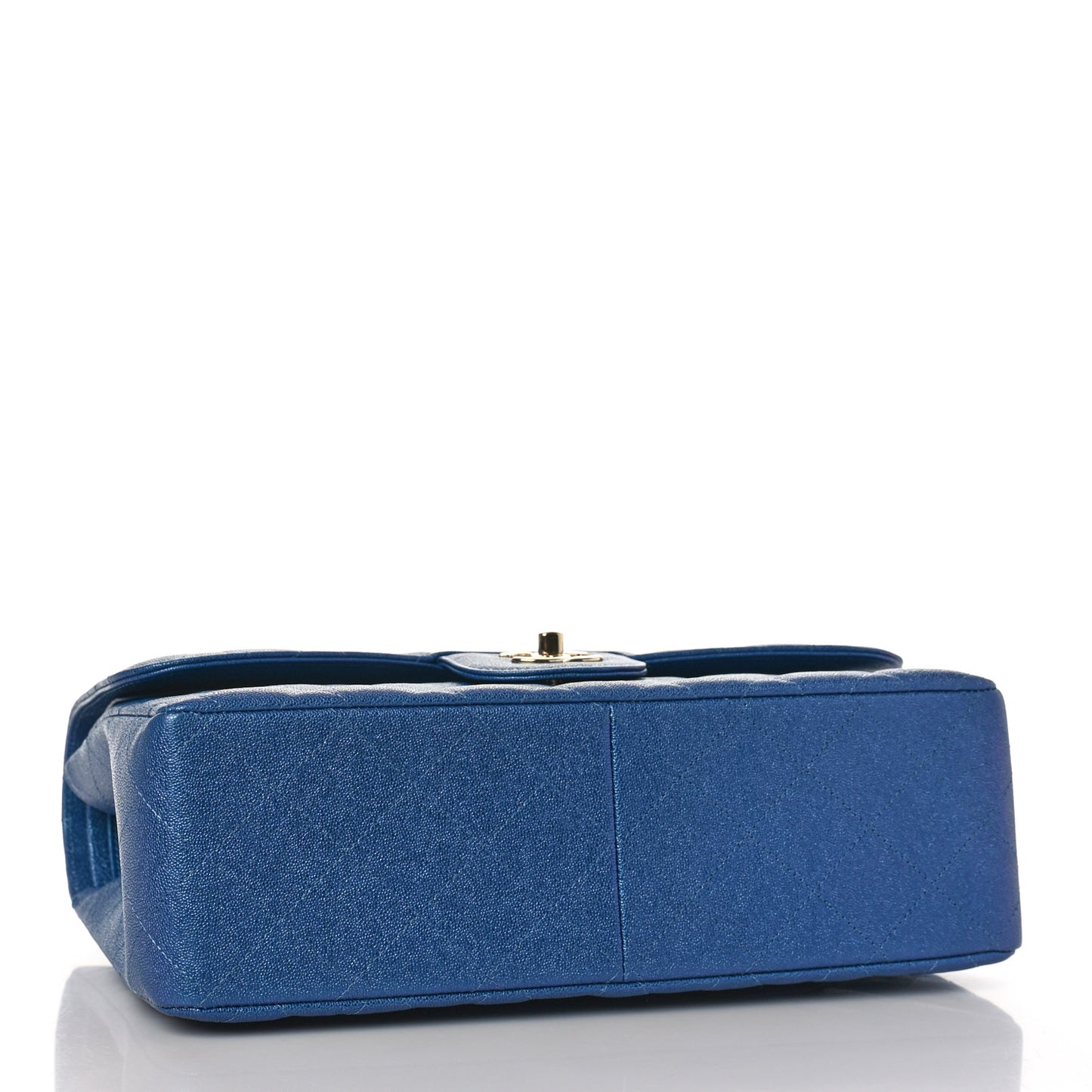 Iridescent Caviar Quilted Jumbo Double Flap Dark Blue