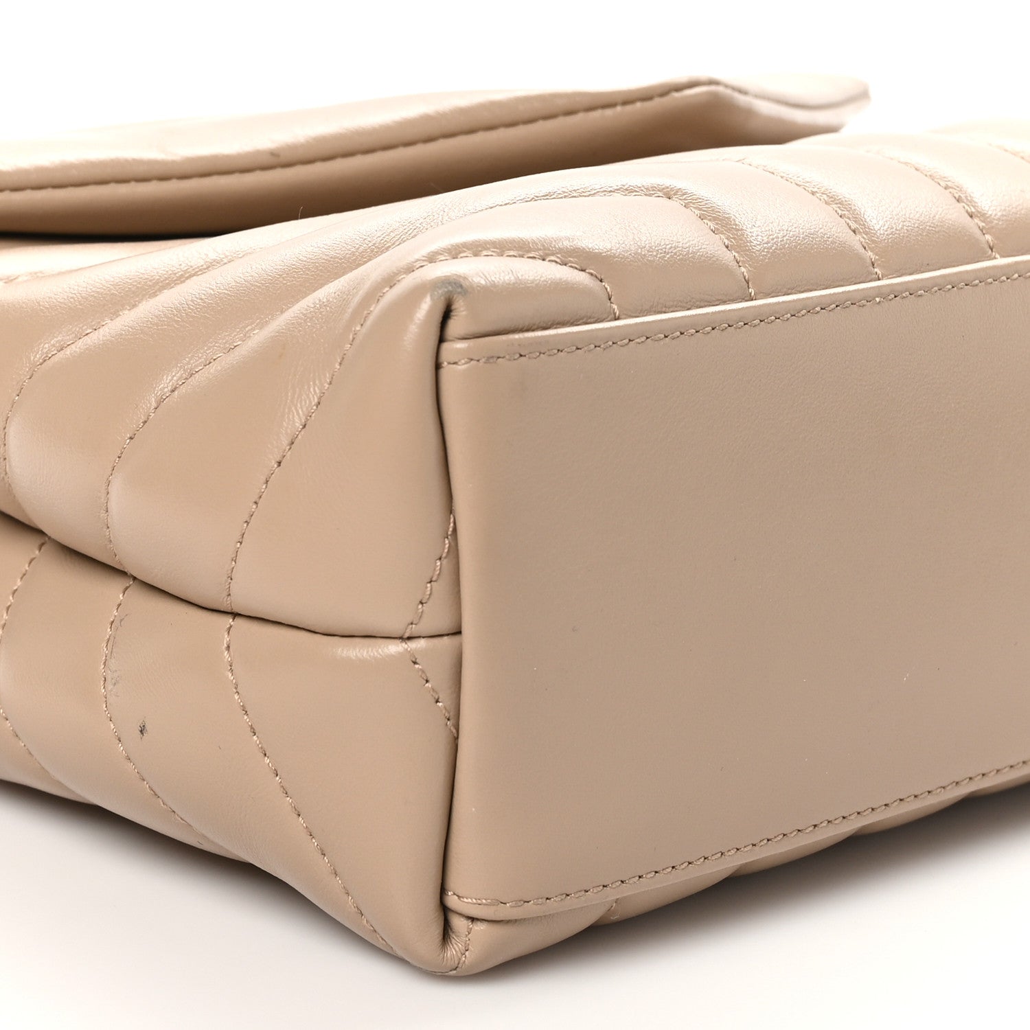 Saint Laurent Calfskin Y Quilted Monogram Small Loulou Chain Satchel Dark Beige 9 of 12