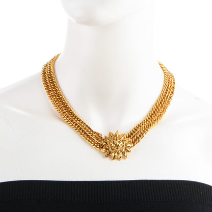 Chanel Multi Strand Chain Leo Lion Sun Medallion Necklace Gold 2 of 5