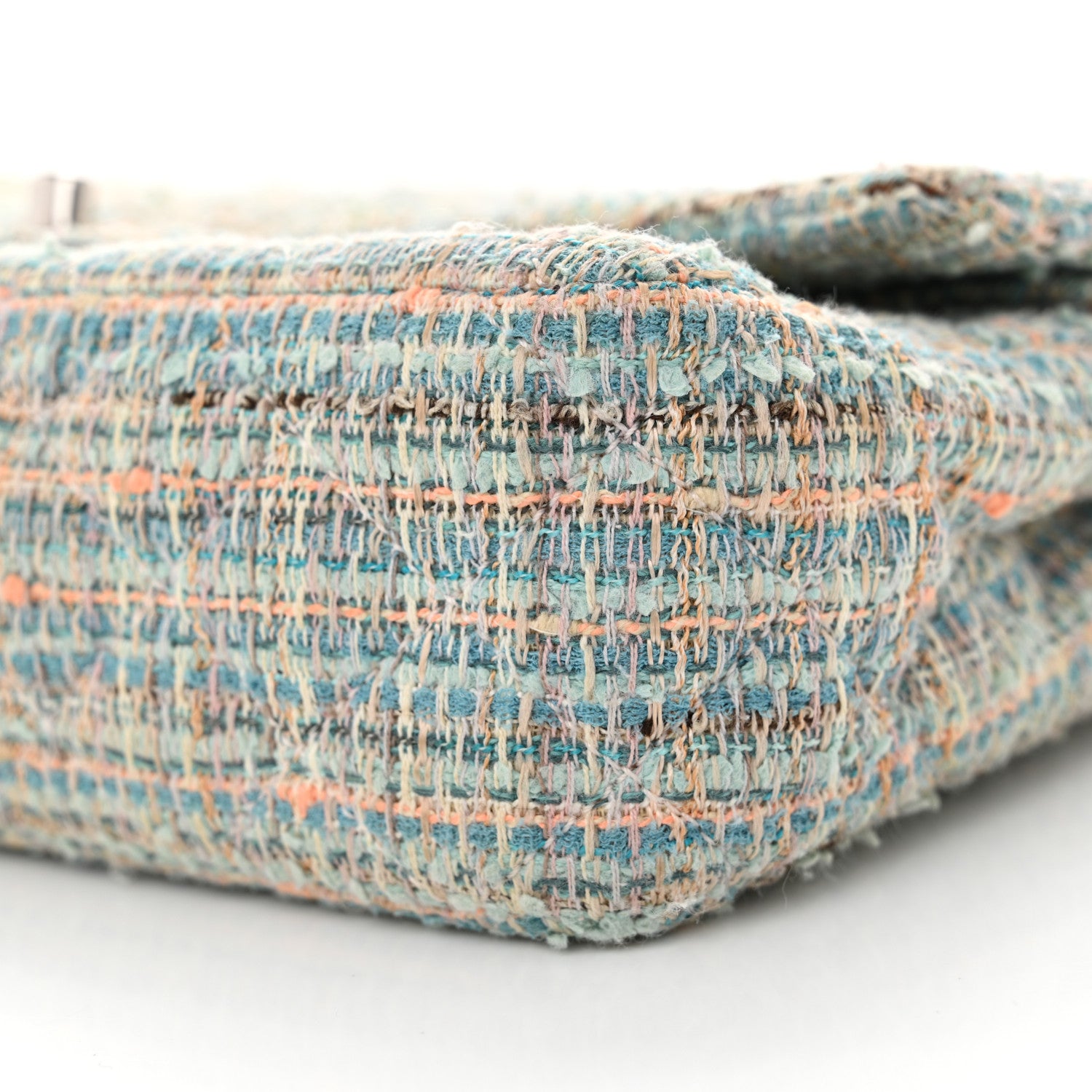 Chanel Tweed Quilted Medium Double Flap Blue Multicolor 10 of 14