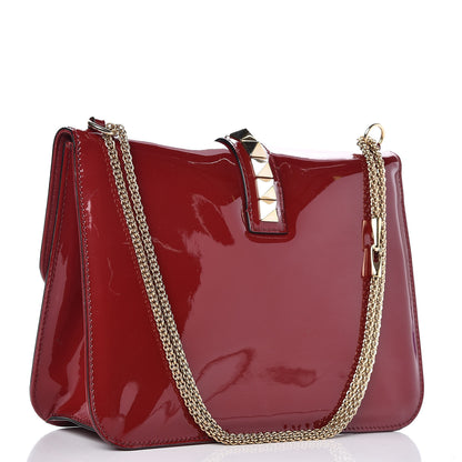 Valentino Garavani Patent Large Glam Lock Rockstud Flap Red 3 of 10