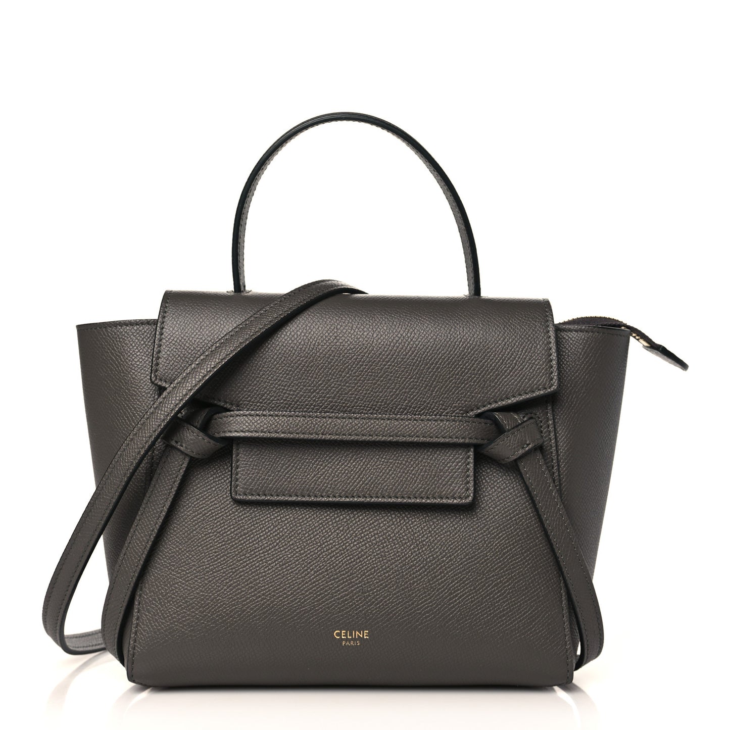 Grained Calfskin Nano Belt Bag Grey
