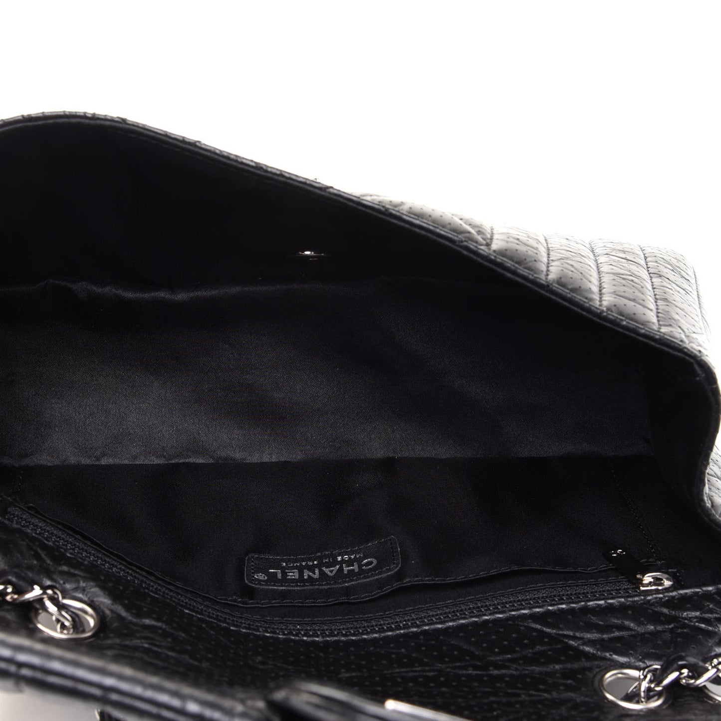 Aged Calfskin Perforated Flap Black