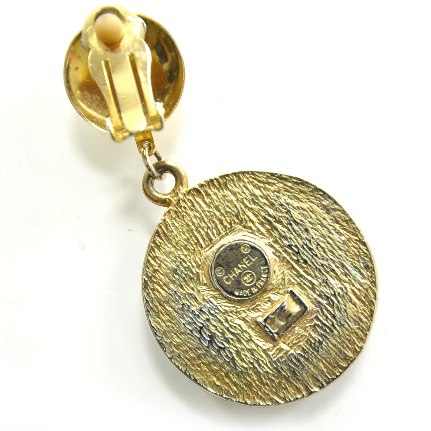 Chanel CC Studded Clip On Earrings Black and Gold 4 of 4