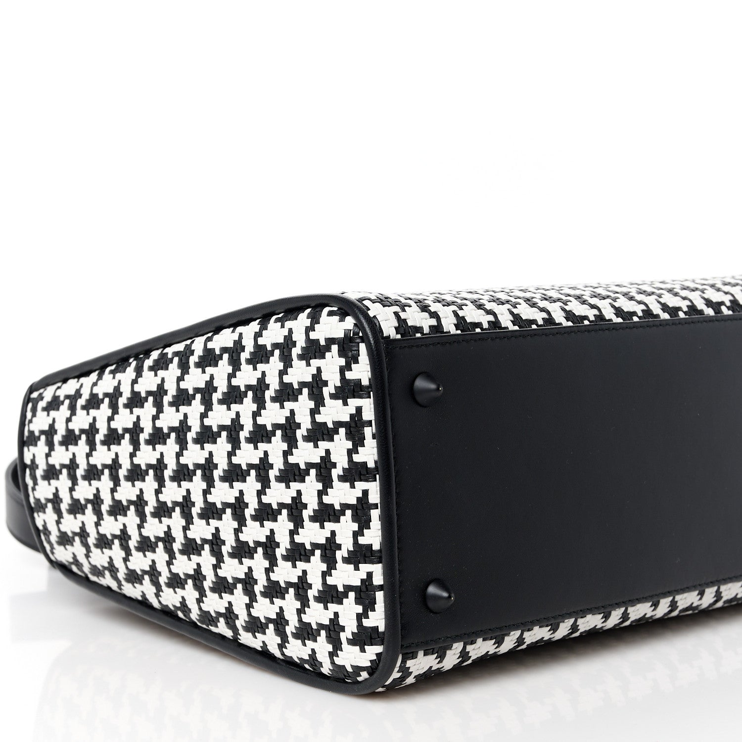Christian Dior Calfskin Houndstooth Embroidered Medium Lady Dior Black White 8 of 10