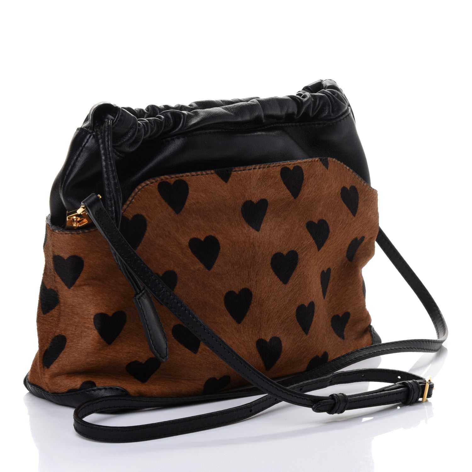 Burberry Calf Hair Heart Print Little Crush Dark Camel Black 3 of 4